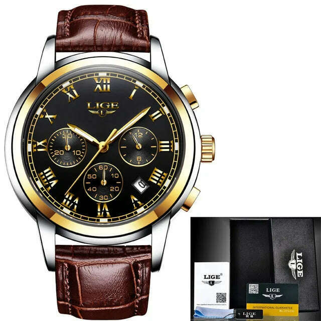 LIGE Men Watches Top Luxury Brand Full Steel Waterproof Sport Quartz Watch Men Fashion Date Clock Chronograph Relogio Masculino - KIMLUD