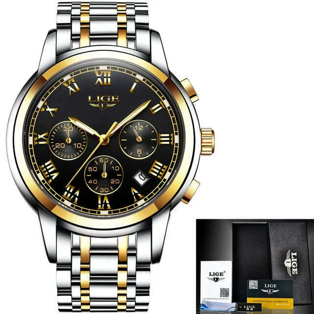 LIGE Men Watches Top Luxury Brand Full Steel Waterproof Sport Quartz Watch Men Fashion Date Clock Chronograph Relogio Masculino - KIMLUD