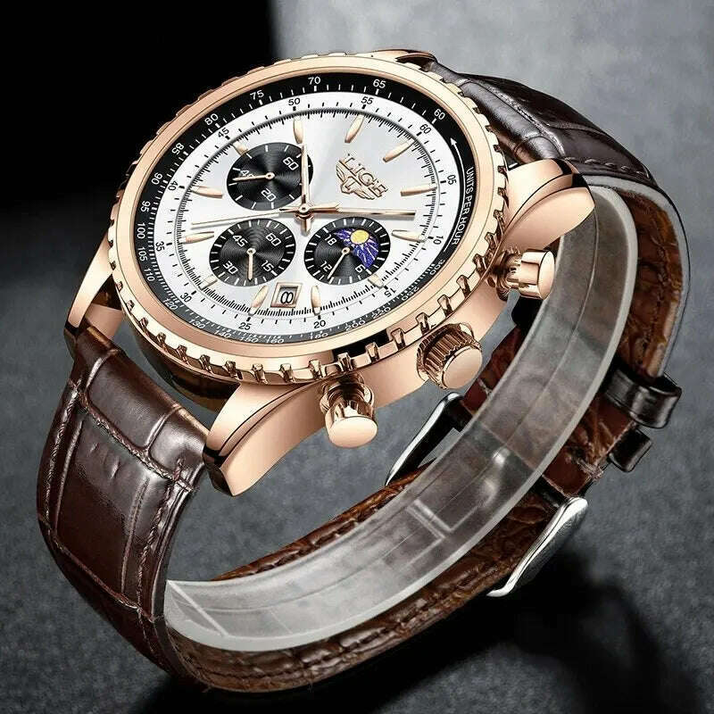 LIGE New Mens Watches Top Brand Luxury Men Wrist Watch Leather Quartz Watch Sports Waterproof Male Clock Relogio Masculino+Box - KIMLUD