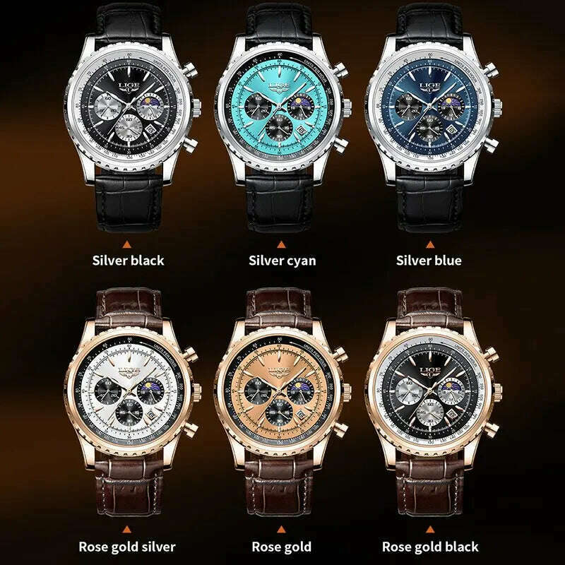 LIGE New Mens Watches Top Brand Luxury Men Wrist Watch Leather Quartz Watch Sports Waterproof Male Clock Relogio Masculino+Box - KIMLUD