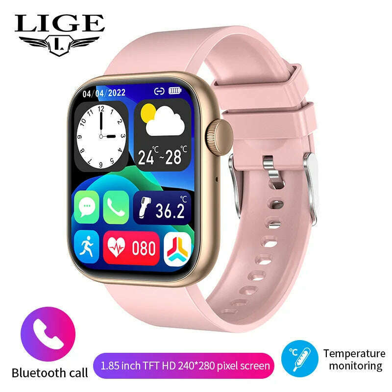 KIMLUD, LIGE New Smart Watch 2024 Wireless Charging Smartwatch Bluetooth Calls Men Women Smartwatches Fitness Bracelet Custom Watch Face, pink, KIMLUD APPAREL - Womens Clothes