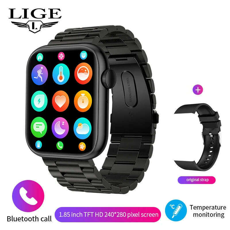 LIGE New Smart Watch 2024 Wireless Charging Smartwatch Bluetooth Calls Men Women Smartwatches Fitness Bracelet Custom Watch Face - KIMLUD