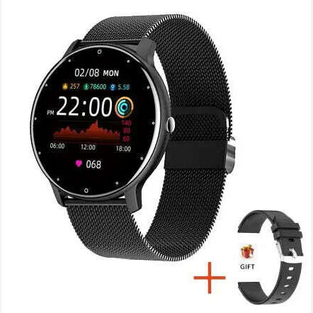 KIMLUD, LIGE New Smart Watch Women Men Lady Sport Fitness Smartwatch Sleep Heart Rate Monitor Waterproof Men‘s Watches For IOS Android, mesh belt black, KIMLUD APPAREL - Womens Clothes