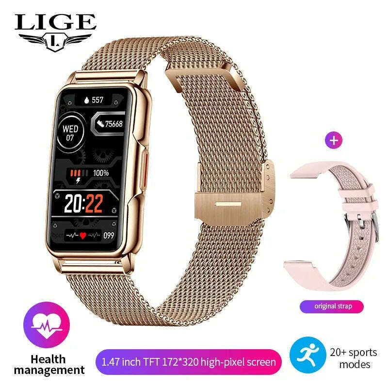 LIGE New Sports Smart Watch Women Physiological Function Reminder Fitness Bracelet Waterproof Custom Dial Ladies Smartwatch Men - KIMLUD