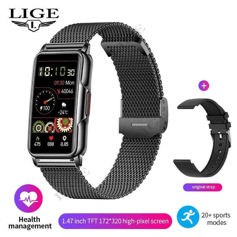 LIGE New Sports Smart Watch Women Physiological Function Reminder Fitness Bracelet Waterproof Custom Dial Ladies Smartwatch Men - KIMLUD