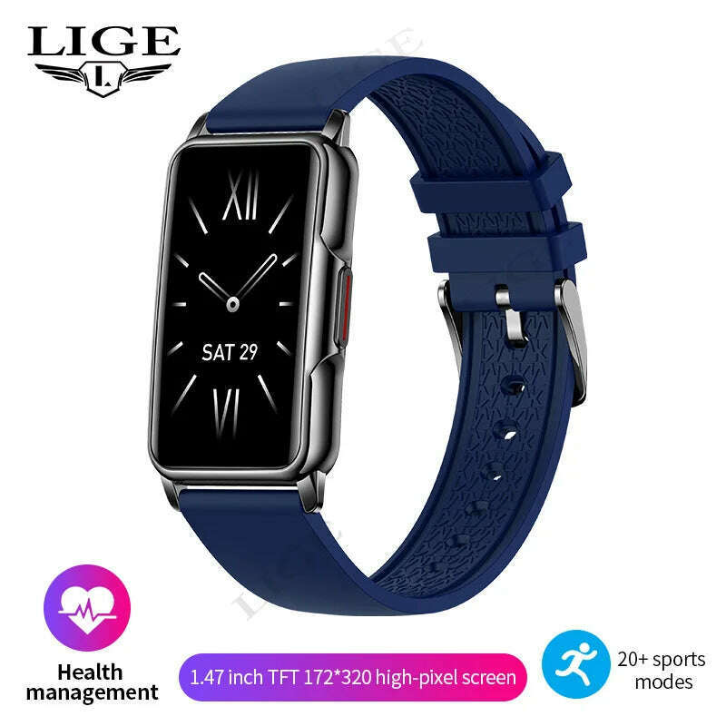 KIMLUD, LIGE New Sports Smart Watch Women Physiological Function Reminder Fitness Bracelet  Waterproof Custom Dial Ladies Smartwatch Men, blue, KIMLUD APPAREL - Womens Clothes