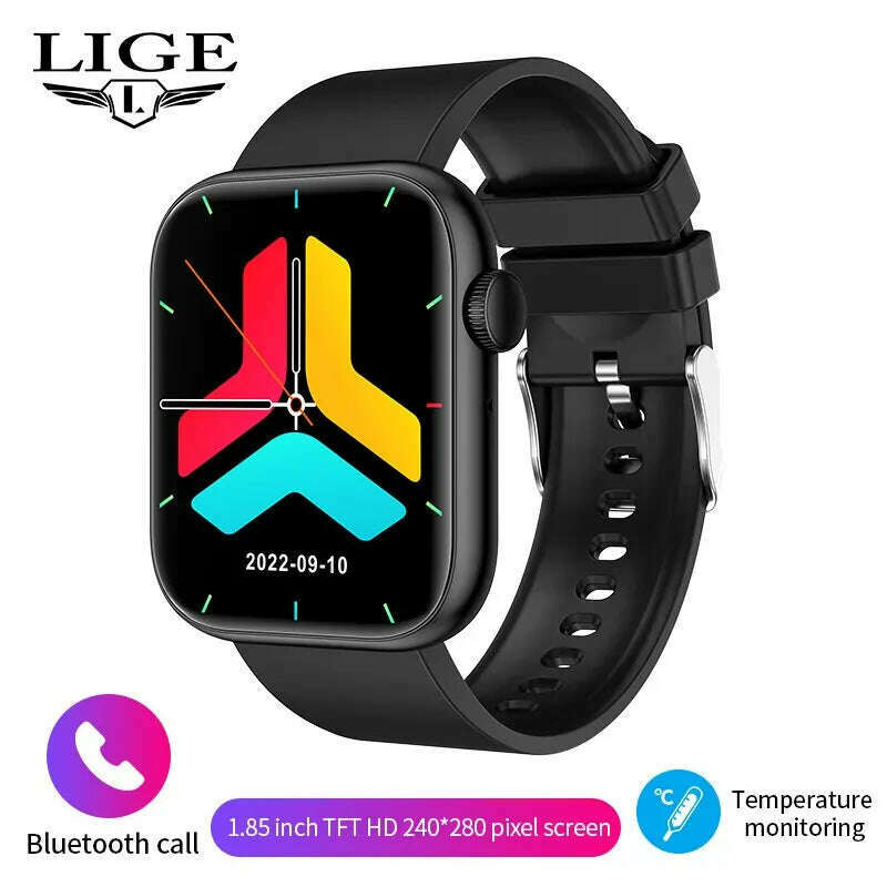 KIMLUD, LIGE Smart Watch For Women Full Touch Screen Bluetooth Call Waterproof Watches Sport Fitness Tracker Smartwatch Lady Reloj Mujer, black, KIMLUD APPAREL - Womens Clothes