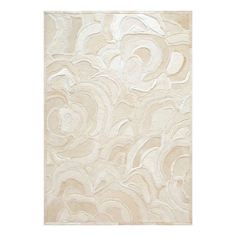 KIMLUD, Light Luxury Cowhide Carpet for Living Room Natural Cow Skin Flower Floor Mat Modern Handmade Cow Hide Bedroom Carpet Nordic Rug, 1 / 160x230cm, KIMLUD APPAREL - Womens Clothes