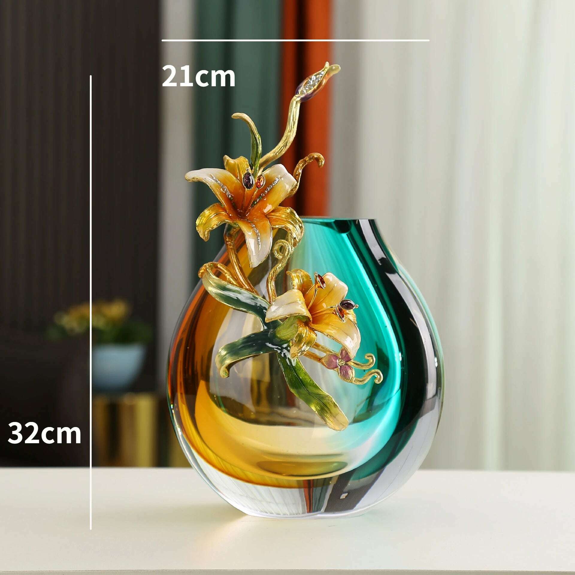 KIMLUD, Light Luxury Glaze Enamel Vase Living Room Dining Table Flower Arrangement Creates Ornaments Simple Home Decoration, Large size, KIMLUD APPAREL - Womens Clothes