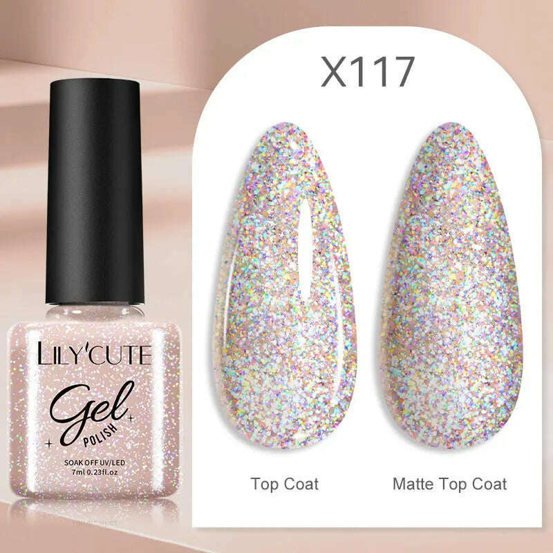 KIMLUD, LILYCUTE 7ML Rainbow Glass Cat Magnetic Gel Nail Polish Super-Bright Colorful Glitter Sparkling Manicure Semi Permanent Nail Gel, KIMLUD Womens Clothes