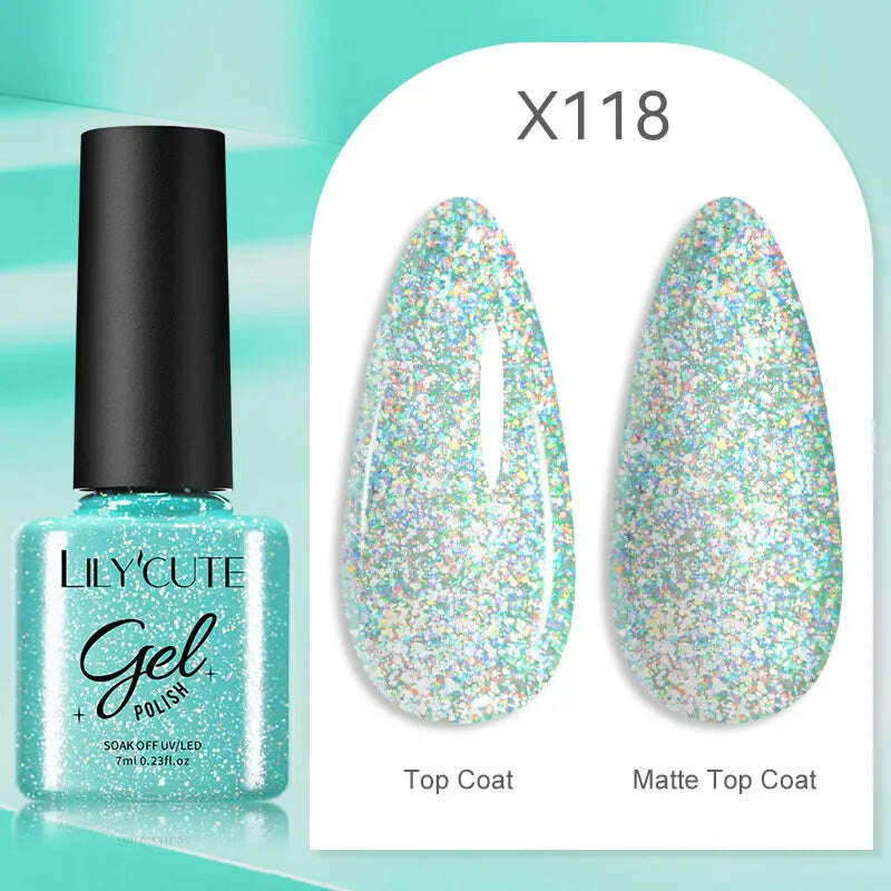 KIMLUD, LILYCUTE 7ML Rainbow Glass Cat Magnetic Gel Nail Polish Super-Bright Colorful Glitter Sparkling Manicure Semi Permanent Nail Gel, KIMLUD Womens Clothes