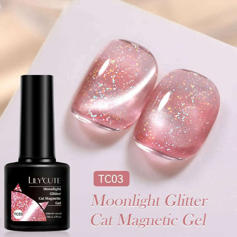 KIMLUD, LILYCUTE 7ML Sparkling Glitter Rainbow Cat Magnetic Gel Nail Polish 9D Colorful  Semi Permanent Soak Off Nail Art UV Gel Varnish, LC-TC03, KIMLUD APPAREL - Womens Clothes