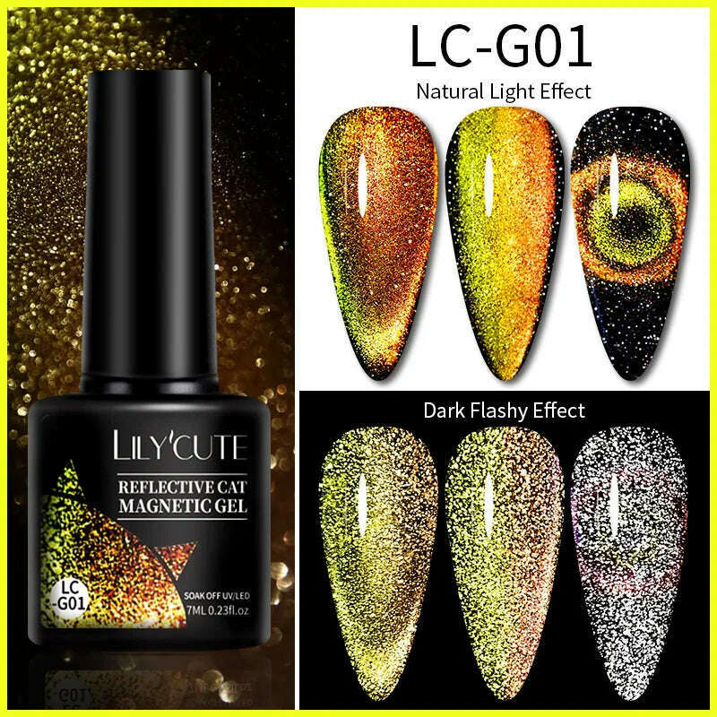 KIMLUD, LILYCUTE 7ML Sparkling Glitter Rainbow Cat Magnetic Gel Nail Polish 9D Colorful  Semi Permanent Soak Off Nail Art UV Gel Varnish, KIMLUD Womens Clothes