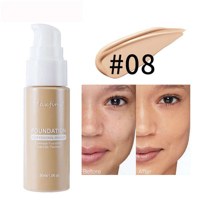 KIMLUD, Liquid Foundation Effective Concealer Waterproof Sweat-resistant Makeup Professional Cosmetics, 08, KIMLUD APPAREL - Womens Clothes