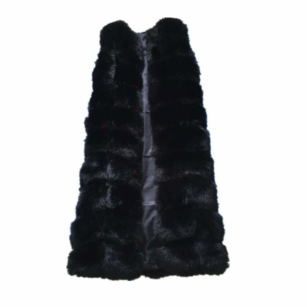 Lisa Colly Fashion Winter Super Long Fur Vest Women Luxury Faux Fox Fur Vest Furry Slim Woman Fake Fur Coat Jacket Long Outwear - KIMLUD