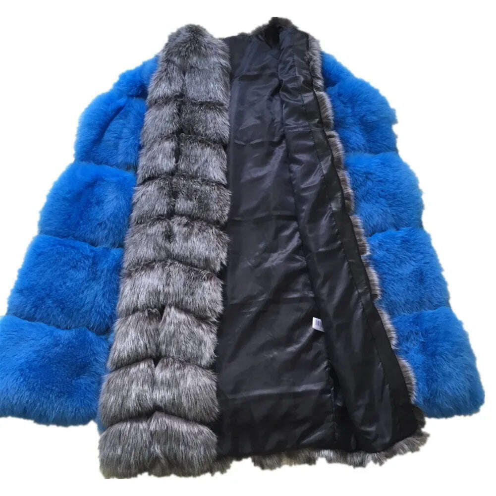 Lisa Colly Fashion Winter Super Long Fur Vest Women Luxury Faux Fox Fur Vest Furry Slim Woman Fake Fur Coat Jacket Long Outwear - KIMLUD