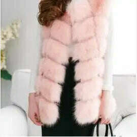 KIMLUD, Lisa Colly Fashion Winter Super Long Fur Vest  Women Luxury Faux Fox Fur Vest Furry Slim Woman Fake Fur Coat Jacket Long Outwear, Pink(AE存量)****** / S, KIMLUD APPAREL - Womens Clothes