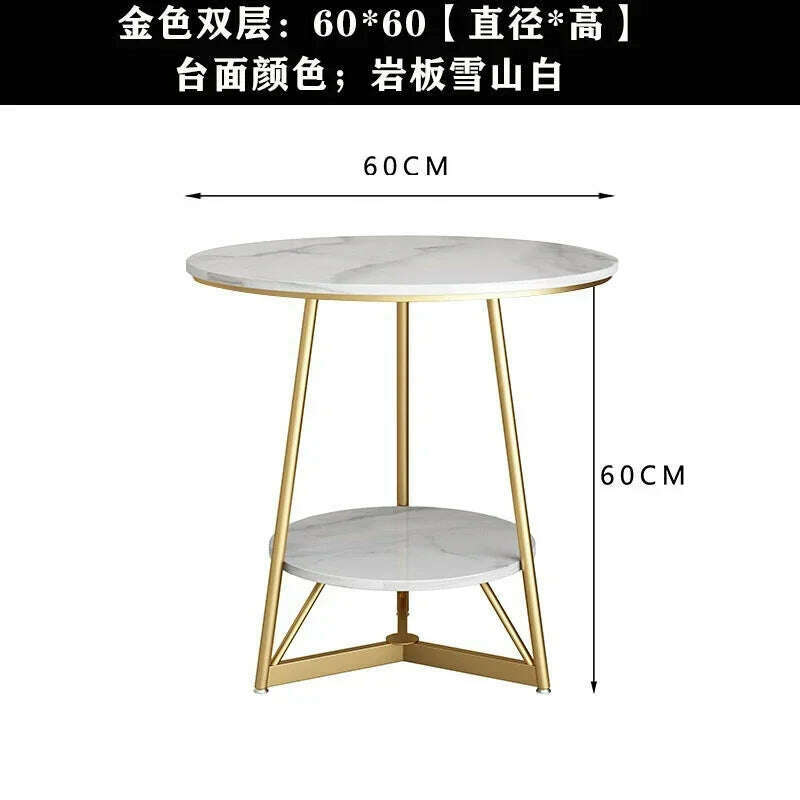 KIMLUD, Living Room Luxury Side Table Bedroom Metal Design Storage Premium Side Table Modern Iron Armoires De Salon Home Furniture, 60X60CM double-deck, KIMLUD APPAREL - Womens Clothes