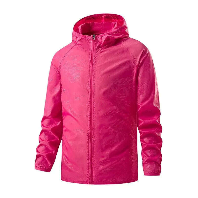 KIMLUD, LNGXO Men Women Waterproof Hiking Jackets Sun Protection Windbreaker Camping Climbing Outdoor Rain Coat Unisex Portable Clothes, Unisex Rose Red / XXXL, KIMLUD APPAREL - Womens Clothes