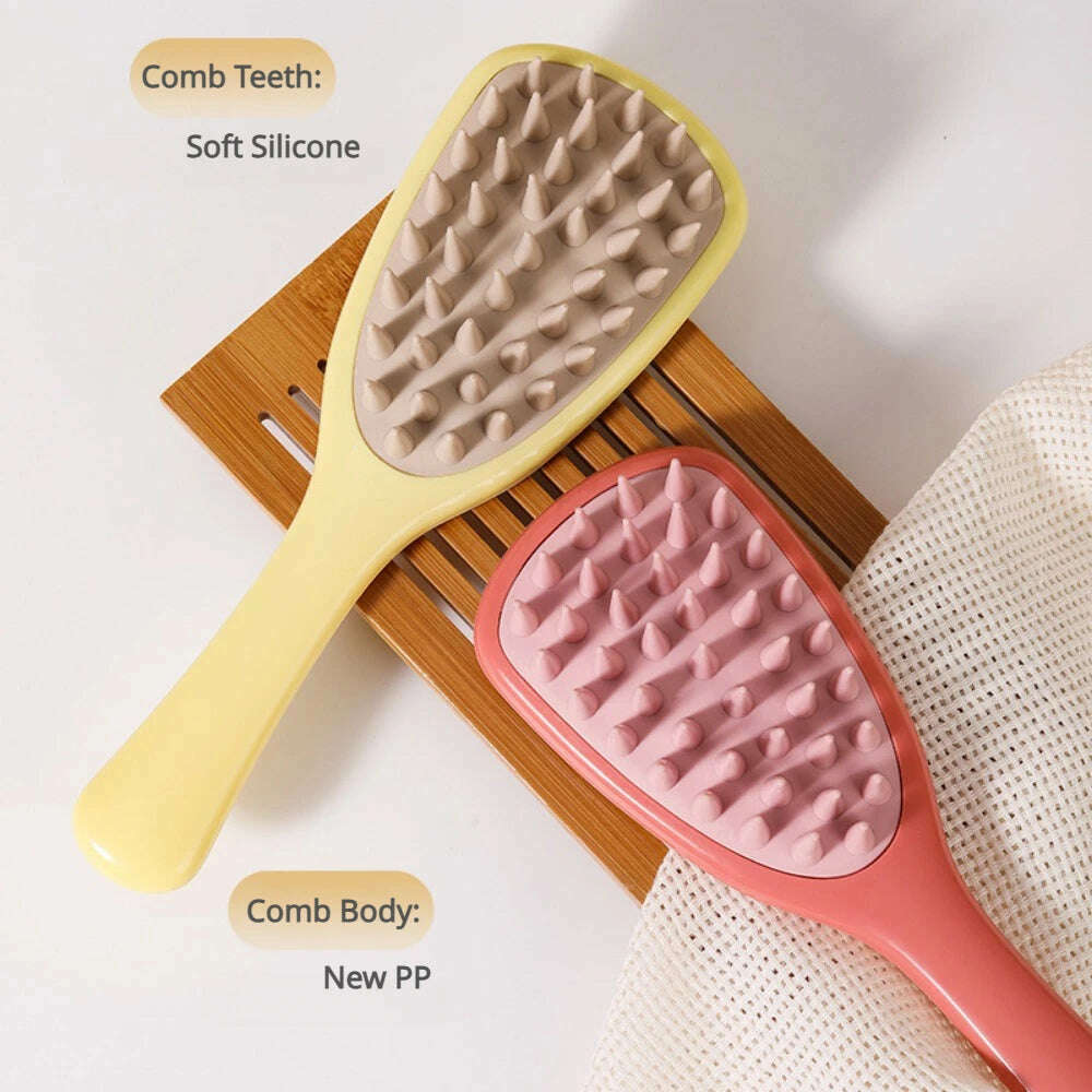 Long Handle Shampoo Brush Silicone Scalp Massage Comb Hair Washing Brush Head Massager Bath Brush Body Scrubber Hair Accessories - KIMLUD