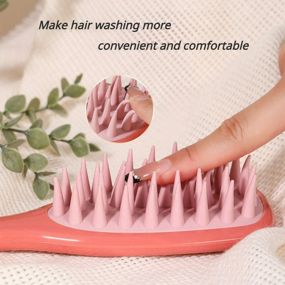 KIMLUD, Long Handle Shampoo Brush Silicone Scalp Massage Comb Hair Washing Brush Head Massager Bath Brush Body Scrubber Hair Accessories, KIMLUD Womens Clothes