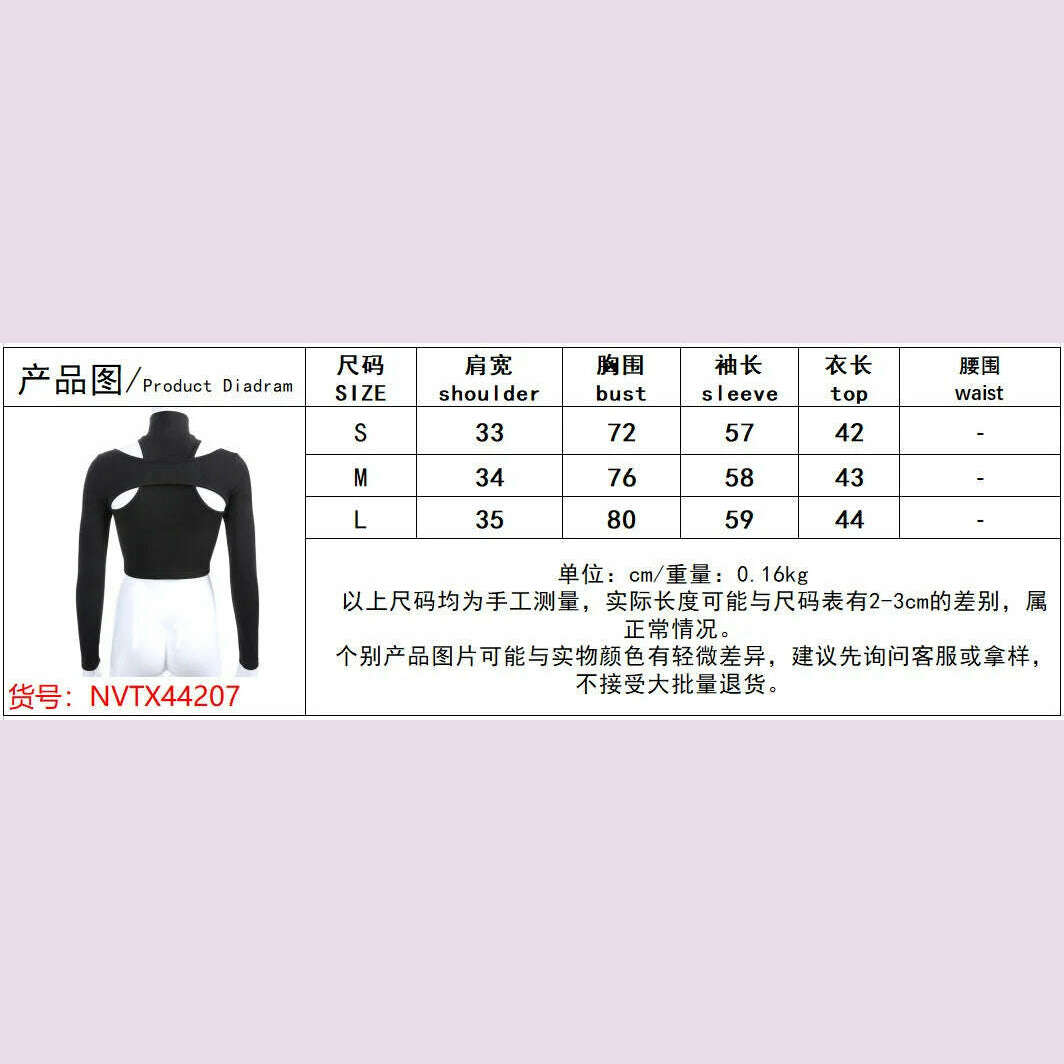 KIMLUD, Long Sleeved Threaded Pullover Women Top T-shirt Sexy Top Autumn Spring Season Top Temperament Hollow Out Solid Half High Collar, KIMLUD Womens Clothes