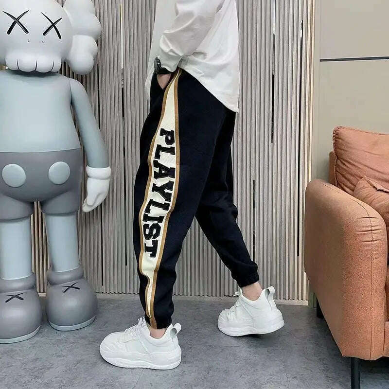 KIMLUD, Loose Jogger Sweatpants Letter Print Fashion Hip Hop Streetwear Korean Style Pants New Luxury Brand Men's Clothing, Asia M 50-60kg / black, KIMLUD APPAREL - Womens Clothes