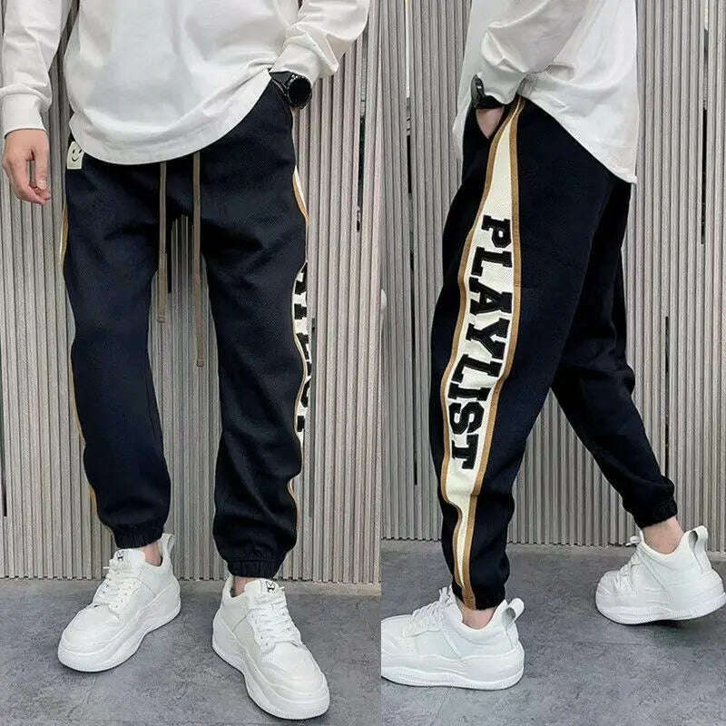 KIMLUD, Loose Jogger Sweatpants Letter Print Fashion Hip Hop Streetwear Korean Style Pants New Luxury Brand Men's Clothing, KIMLUD Womens Clothes