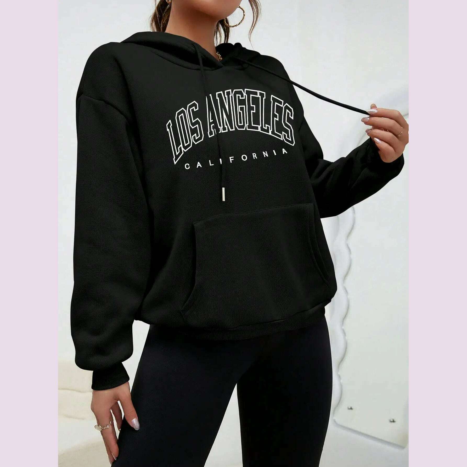 Los Angeles Art Letter Design Women Streetwear American Style Fashion Sweatshirt Autumn Hip Hop Female Hoodies Casual Fleece Top - KIMLUD