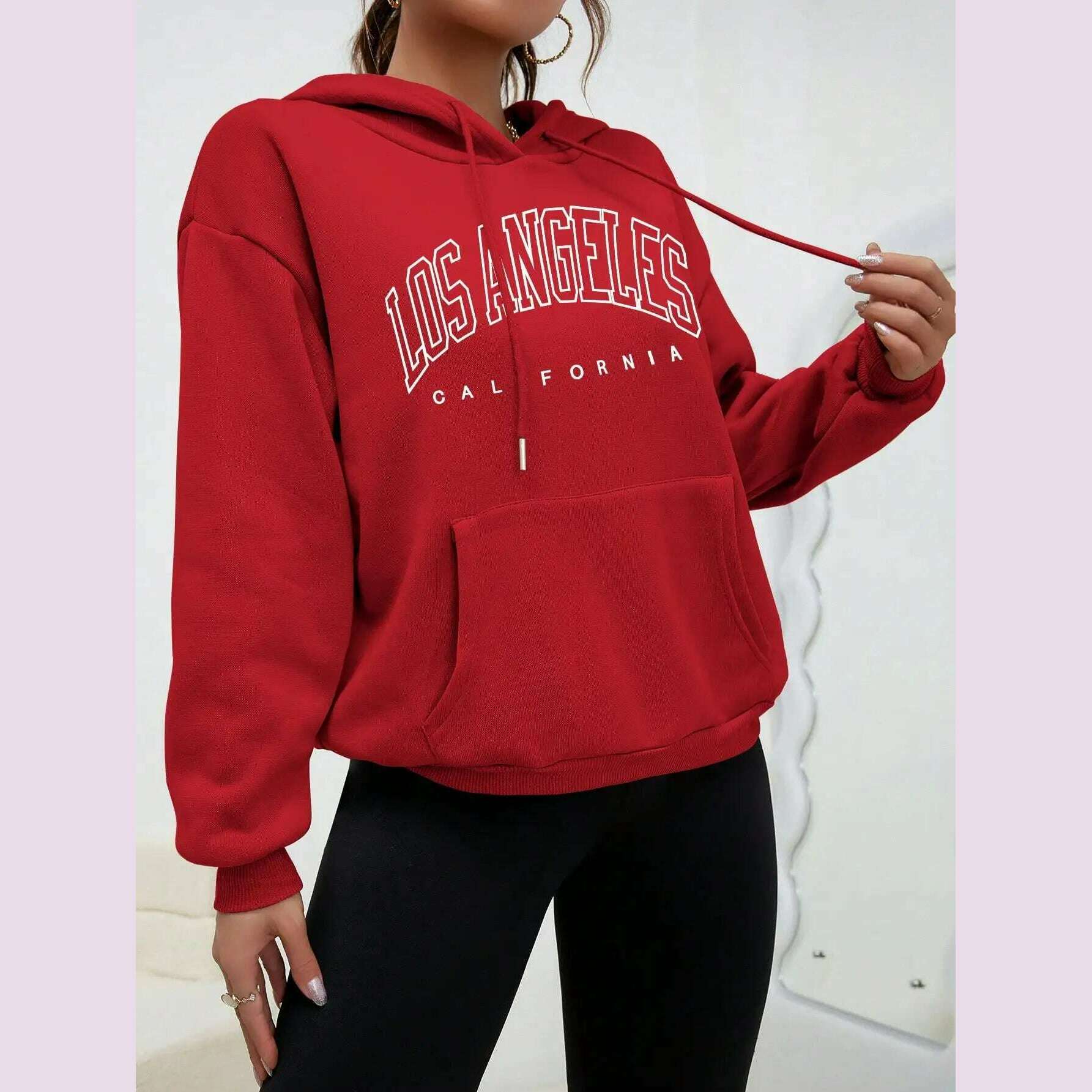 KIMLUD, Los Angeles Art Letter Design Women Streetwear American Style Fashion Sweatshirt Autumn Hip Hop Female Hoodies Casual Fleece Top, KIMLUD Womens Clothes