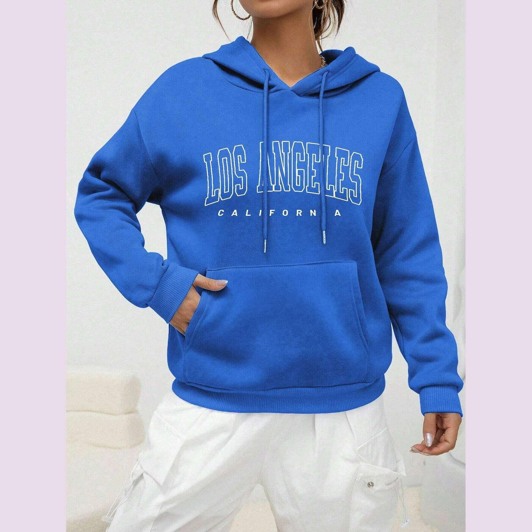 Los Angeles Art Letter Design Women Streetwear American Style Fashion Sweatshirt Autumn Hip Hop Female Hoodies Casual Fleece Top - KIMLUD