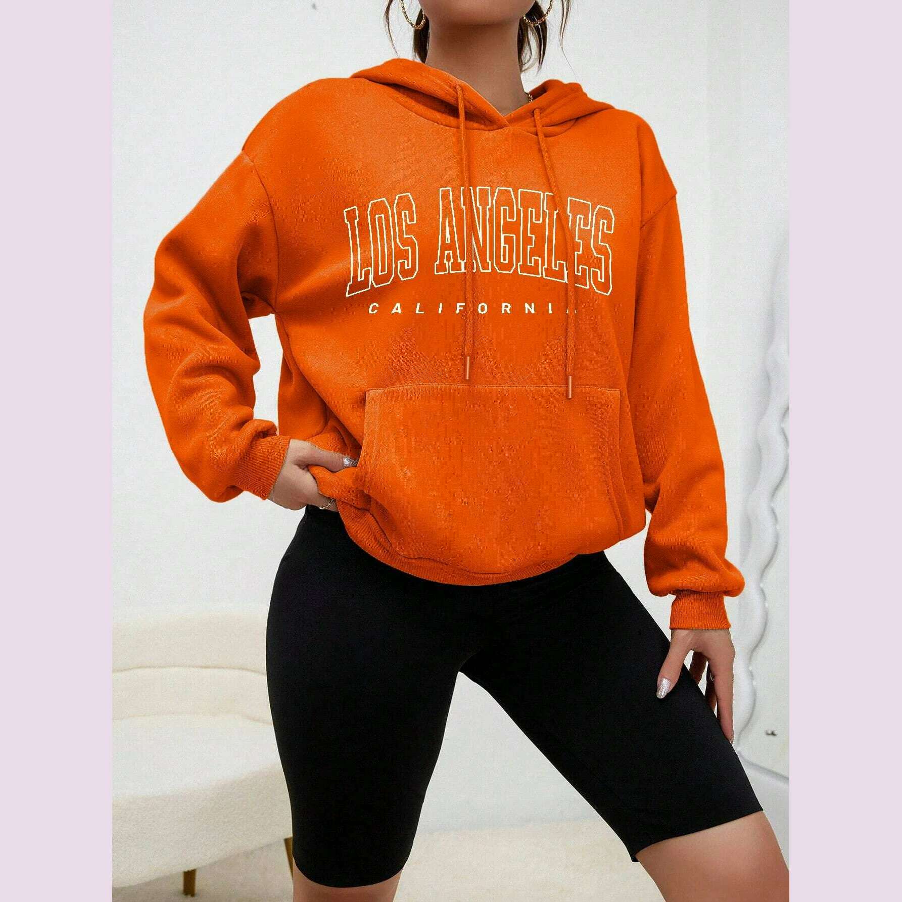 Los Angeles Art Letter Design Women Streetwear American Style Fashion Sweatshirt Autumn Hip Hop Female Hoodies Casual Fleece Top - KIMLUD