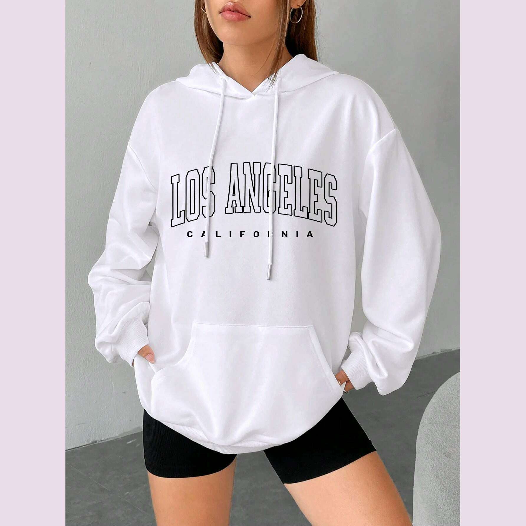 Los Angeles Art Letter Design Women Streetwear American Style Fashion Sweatshirt Autumn Hip Hop Female Hoodies Casual Fleece Top - KIMLUD