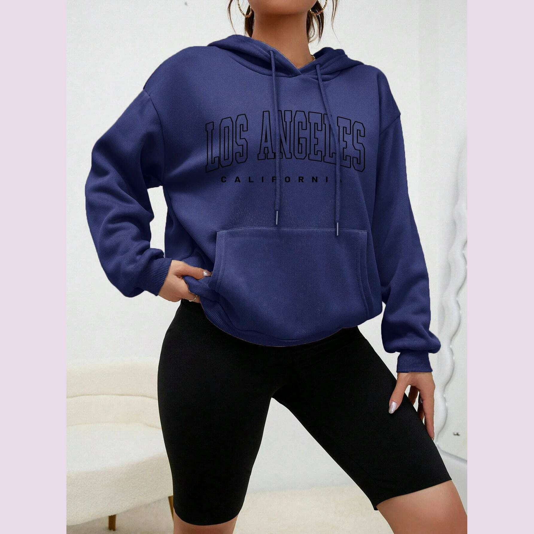 Los Angeles Art Letter Design Women Streetwear American Style Fashion Sweatshirt Autumn Hip Hop Female Hoodies Casual Fleece Top - KIMLUD