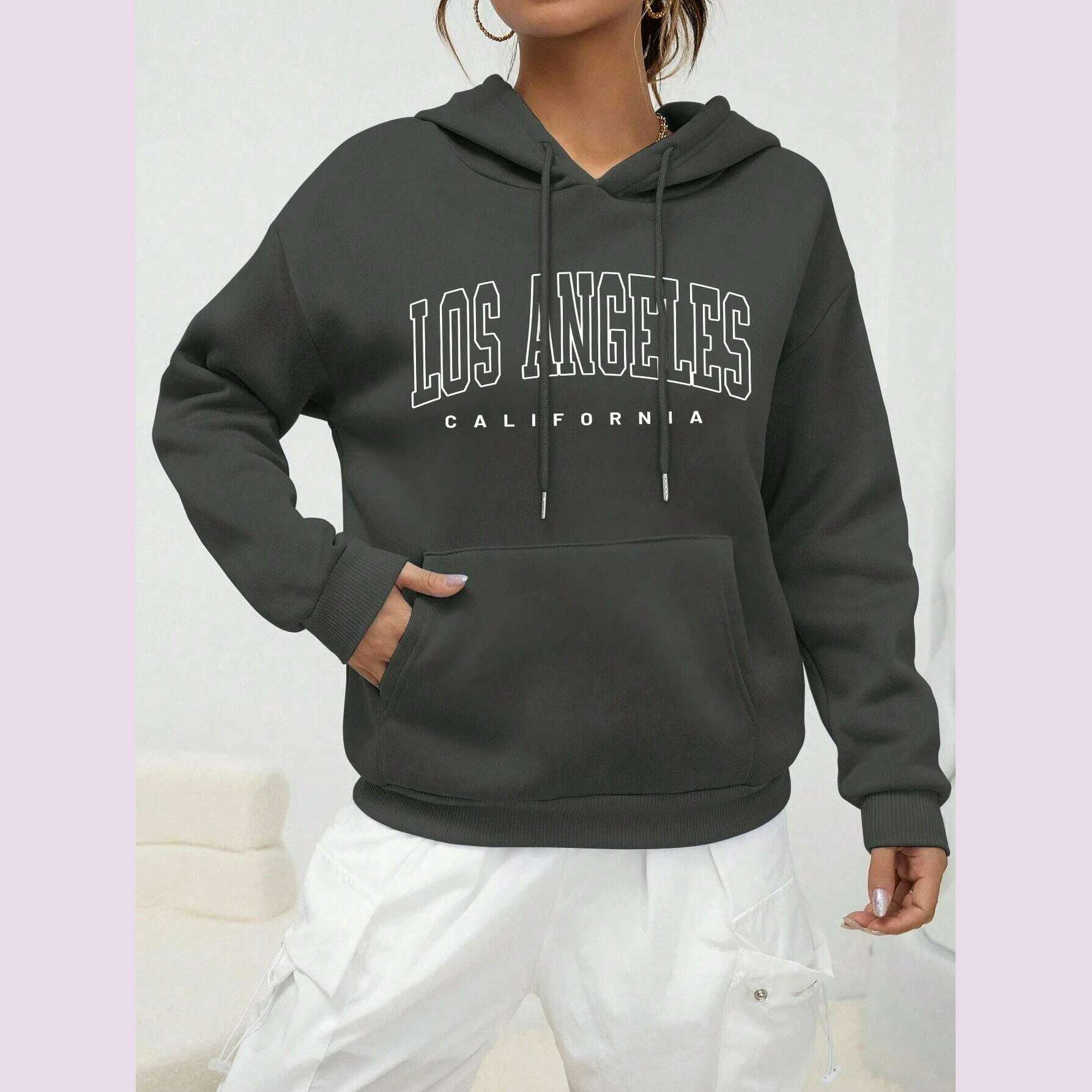 Los Angeles Art Letter Design Women Streetwear American Style Fashion Sweatshirt Autumn Hip Hop Female Hoodies Casual Fleece Top - KIMLUD