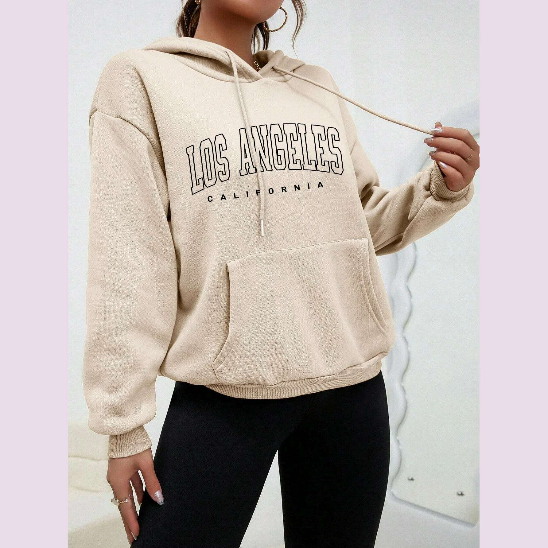 Los Angeles Art Letter Design Women Streetwear American Style Fashion Sweatshirt Autumn Hip Hop Female Hoodies Casual Fleece Top - KIMLUD