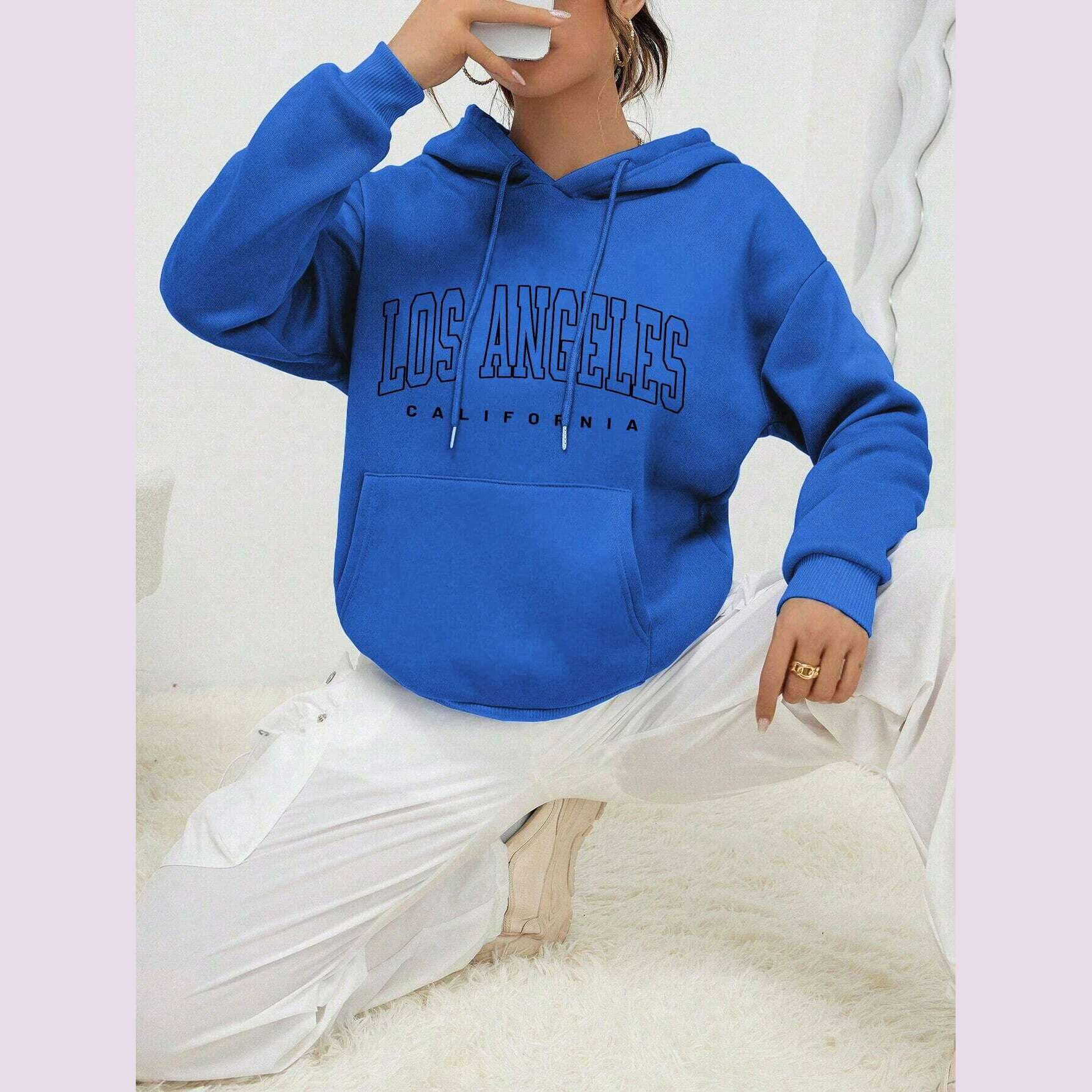 Los Angeles Art Letter Design Women Streetwear American Style Fashion Sweatshirt Autumn Hip Hop Female Hoodies Casual Fleece Top - KIMLUD