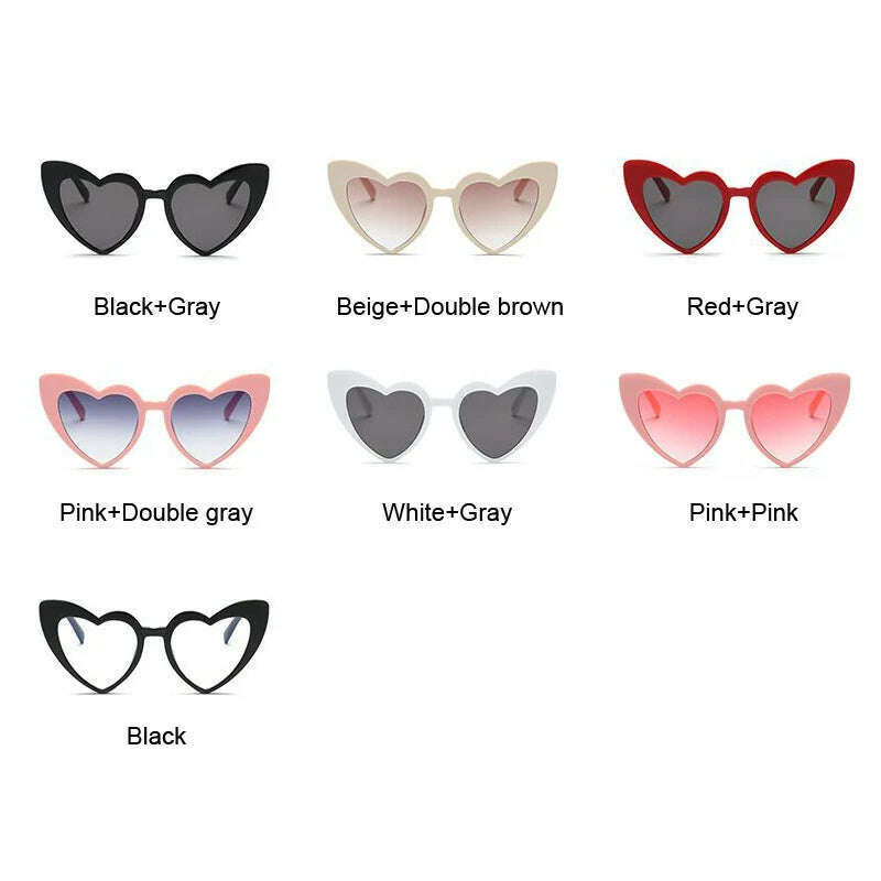 KIMLUD, Love Heart Cat Eye Sunglasses Woman Vintage Christmas Gift Black Pink Red Heart Shape Sun Glasses For Woman Uv400, KIMLUD Womens Clothes