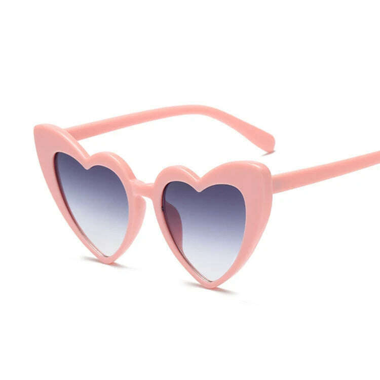 KIMLUD, Love Heart Cat Eye Sunglasses Woman Vintage Christmas Gift Black Pink Red Heart Shape Sun Glasses For Woman Uv400, PinkGray, KIMLUD APPAREL - Womens Clothes