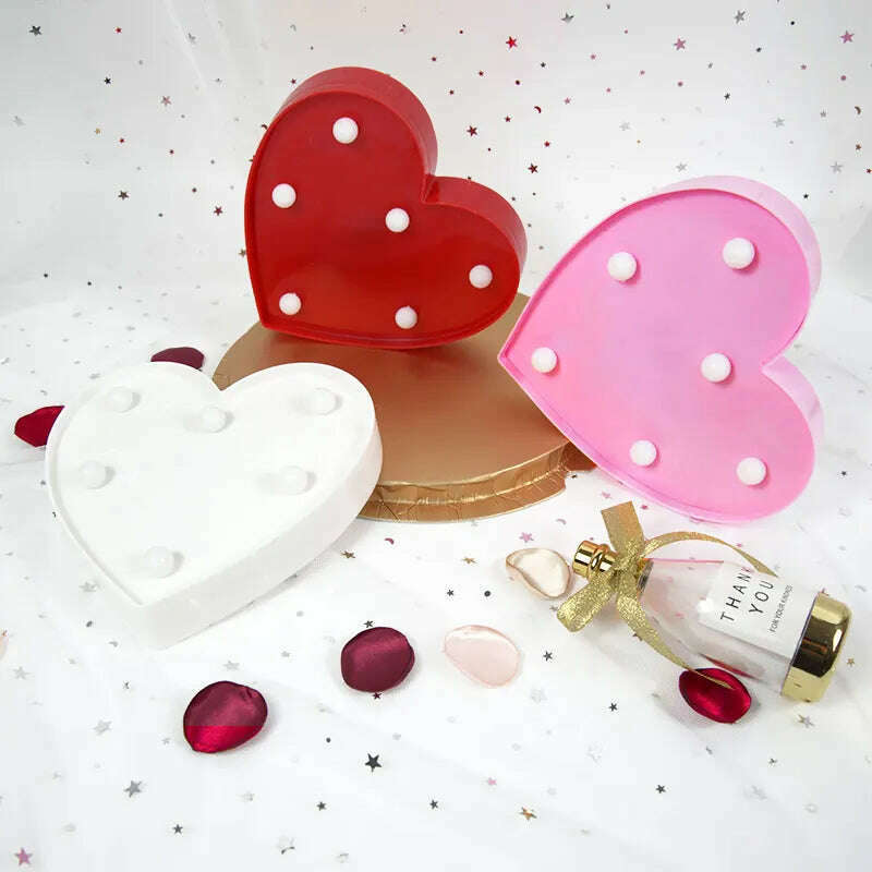 KIMLUD, Love Heart LED Letter Lamp Wedding Romantic Red Pink Night Light Ornament Birthday Christmas Home Decoration Valentines Day Gift, KIMLUD Womens Clothes