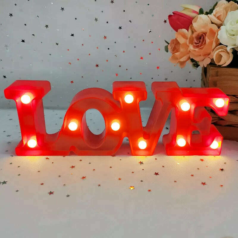 KIMLUD, Love Heart LED Letter Lamp Wedding Romantic Red Pink Night Light Ornament Birthday Christmas Home Decoration Valentines Day Gift, B01, KIMLUD APPAREL - Womens Clothes