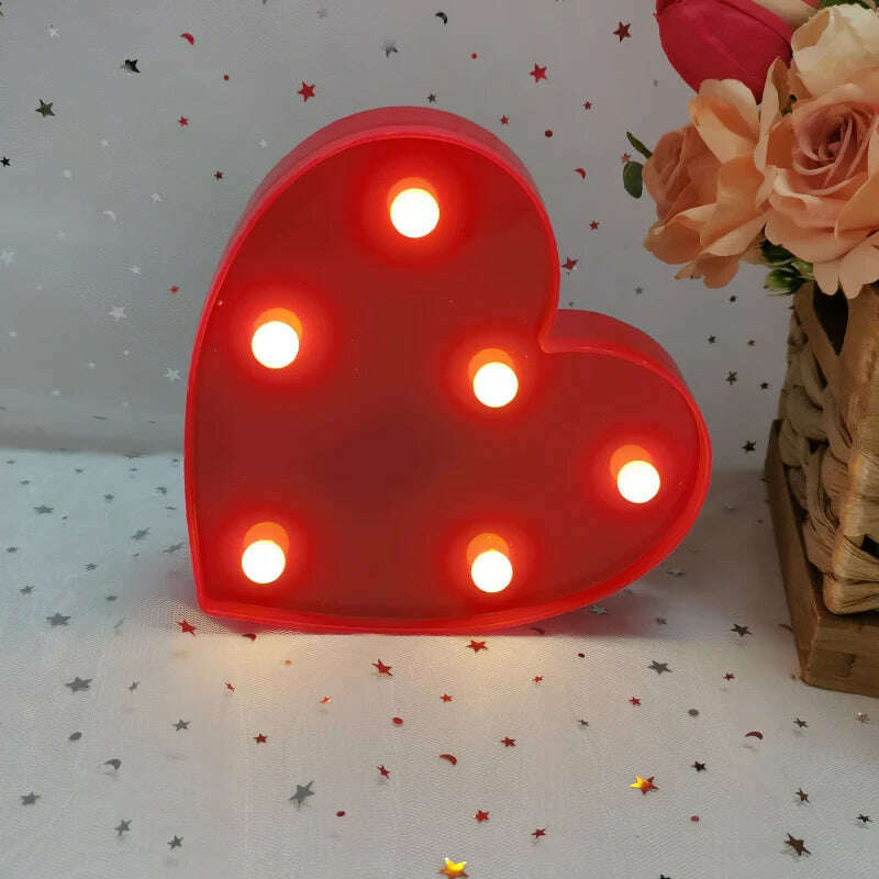 KIMLUD, Love Heart LED Letter Lamp Wedding Romantic Red Pink Night Light Ornament Birthday Christmas Home Decoration Valentines Day Gift, KIMLUD Womens Clothes