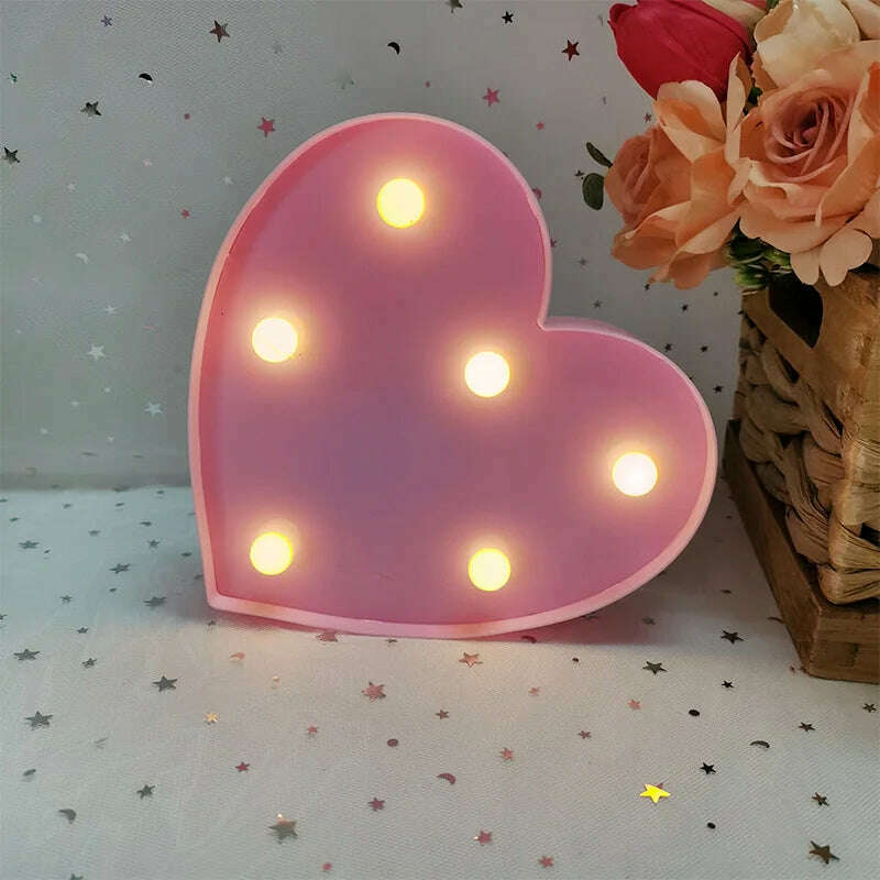 KIMLUD, Love Heart LED Letter Lamp Wedding Romantic Red Pink Night Light Ornament Birthday Christmas Home Decoration Valentines Day Gift, KIMLUD Womens Clothes