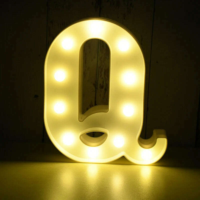 KIMLUD, Love Heart LED Letter Lamp Wedding Romantic Red Pink Night Light Ornament Birthday Christmas Home Decoration Valentines Day Gift, Q, KIMLUD APPAREL - Womens Clothes