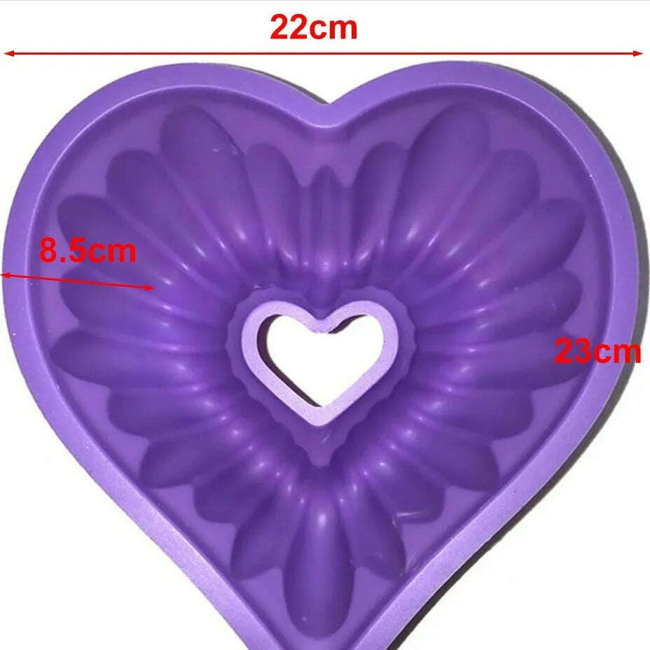 KIMLUD, Love Heart Shape Cake Mold Silicone Freezing and Baking Pastry Molds Mousse Bread Mould Bakeware DIY Non-Stick Cake Pan, L-random color, KIMLUD APPAREL - Womens Clothes