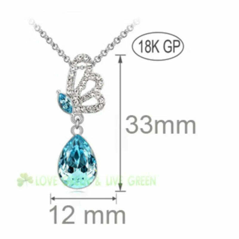 Lovely gift Jewelry set quality hot popular Austrian Crystal Butterfly Pendant women Necklace Earrings accessories - KIMLUD