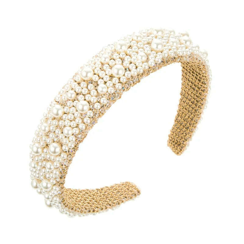 KIMLUD, Luxury Baroque Palace Style Full Rhinestone Headband Hair Accessories Women Thickened Sponge Embroidery Prom Hairband Hair Hoop, H1, KIMLUD APPAREL - Womens Clothes