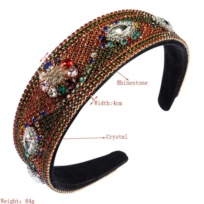 KIMLUD, Luxury Baroque Palace Style Full Rhinestone Headband Hair Accessories Women Thickened Sponge Embroidery Prom Hairband Hair Hoop, C 1, KIMLUD APPAREL - Womens Clothes