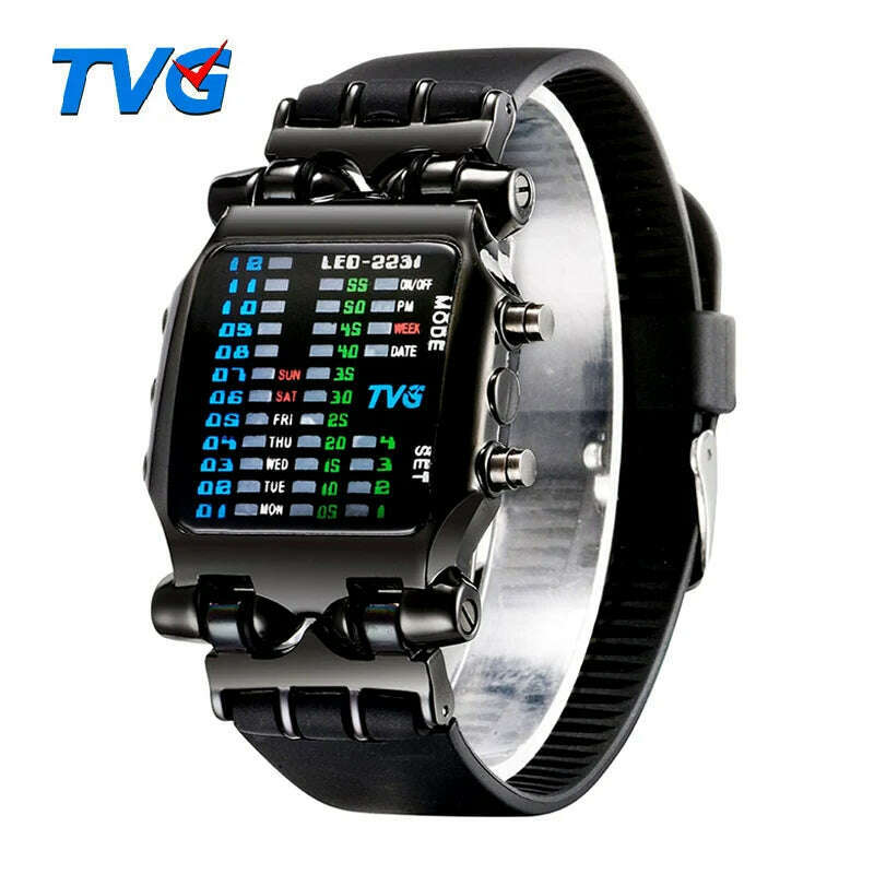 KIMLUD, Luxury Brand TVG Watches Men Fashion Rubber Strap LED Digital Watch Men Waterproof Sports Military Watches Relogios Masculino, KIMLUD Womens Clothes