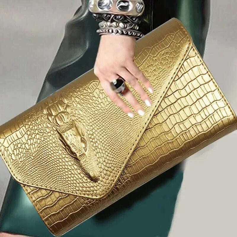 Luxury Crocodile Bags Women Leather Chain Crossbody Bags For Women New 2023 Brand Handbags Shoulder Bags Messenger Female Clutch - KIMLUD